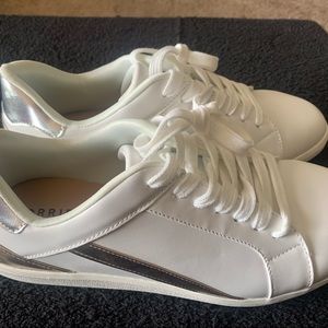 Torrid White Chunky Lace Tenners with Gold/Silver , Size 11.5 Wide,